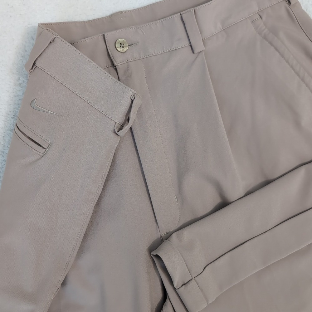 NIKE Golf Dri Fit Cuffed Leg‎ Pleated Front Beige Men's Pants 36x30 12% Spandex